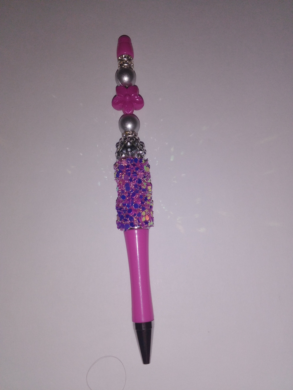 Pink Bling Ballpoint Pen with Beaded Tassel